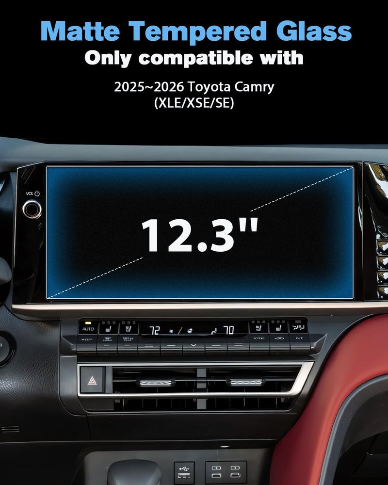 WEIPIN For Matte Anti Glare Tempered Glass 2025 2026 Toyota Camry 12.3 Inch Touchscreen Screen Protector - Camry (XLE/XSE/SE) Accessories - Image 2